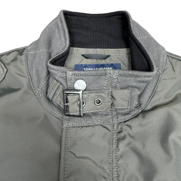 Men's TOMMY HILFIGER Olive Flight Bomber Jacket Sweatshirt- Size Large - Picture 2 of 14
